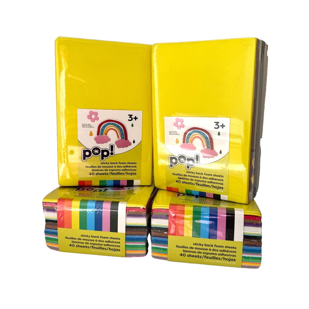 Lot of 4 POP! Sticky Back Foam Sheets 40ct Each | Self Adhesive Craft Foam | NEW